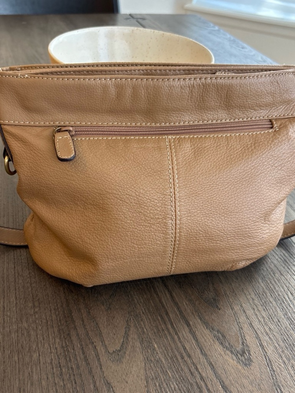 croft & barrow Tan Pebbled Leather Crossbody Bag